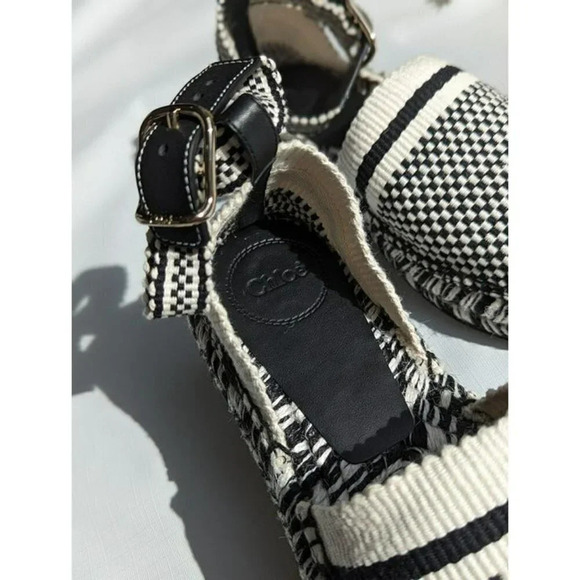 Chloe Women's Meril Canvas Ankle Tie Espadrille Flats Size 36 W (MSRP $695) - Picture 7 of 10